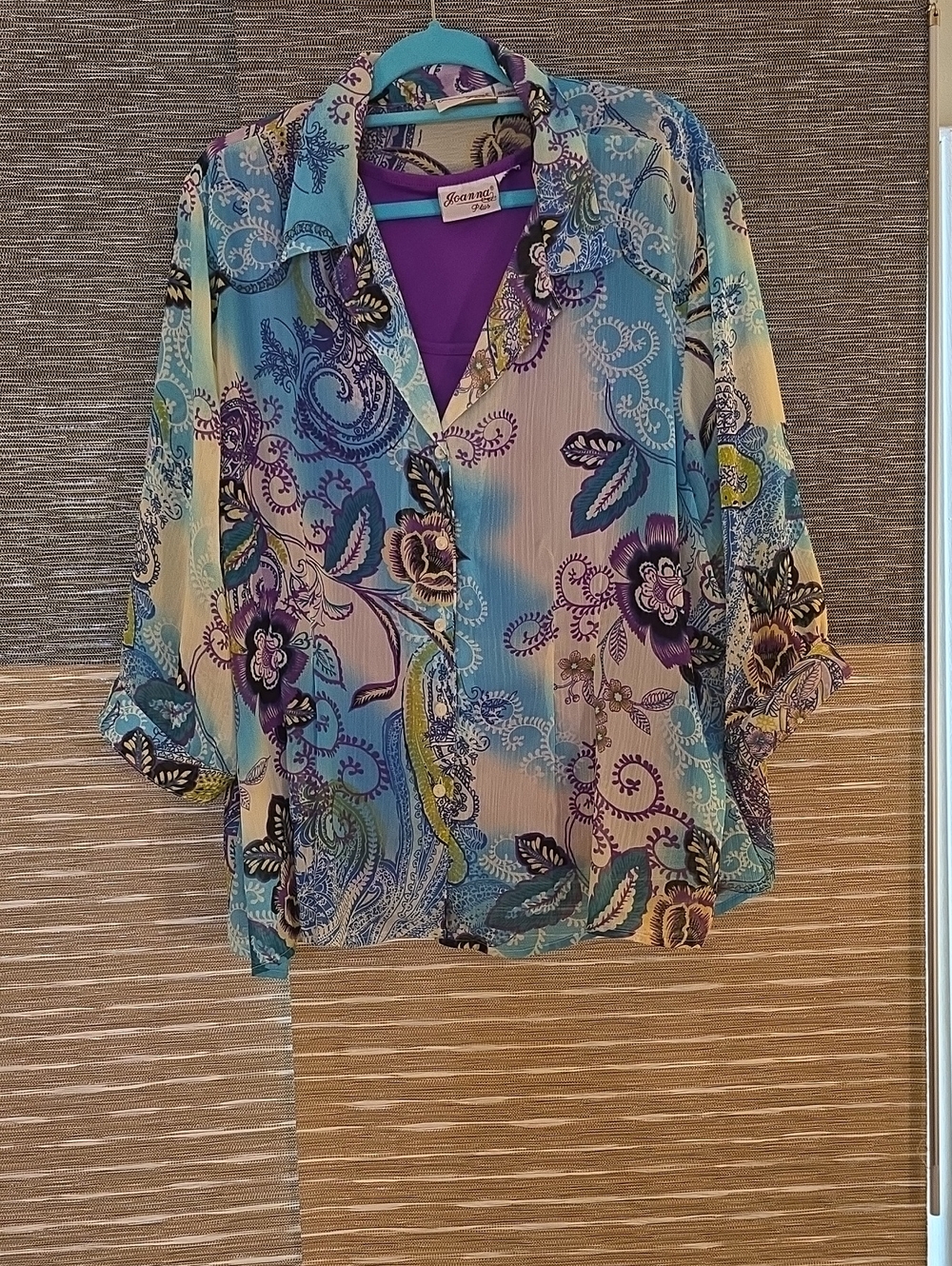 Floral Paisley Button-Down Shirt in Blue & Purple